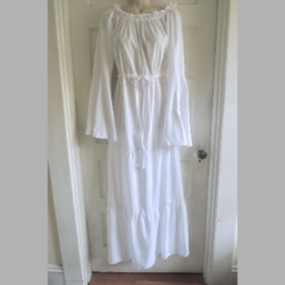 White Tiered Drawstring Shift Underdress Costume Cosplay M/L - Picture 1 of 6